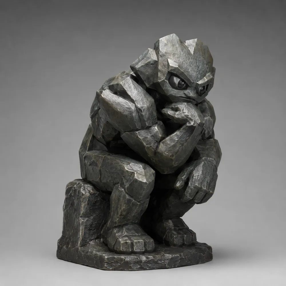 Golem thinker — stone figure in contemplation